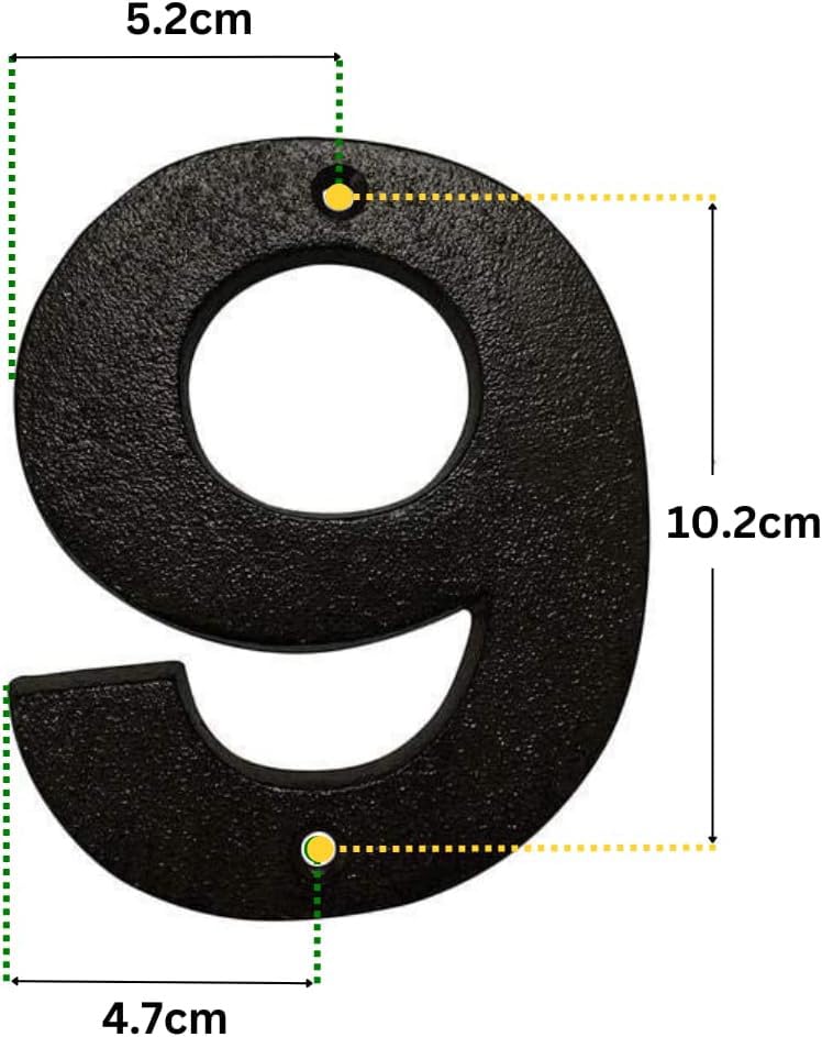 Pristine Address Numbers for House - House Numbers for Outside - Cast Iron 5 Inch Black House Numbers & Mailbox Numbers : Door Number 9 - Image 1